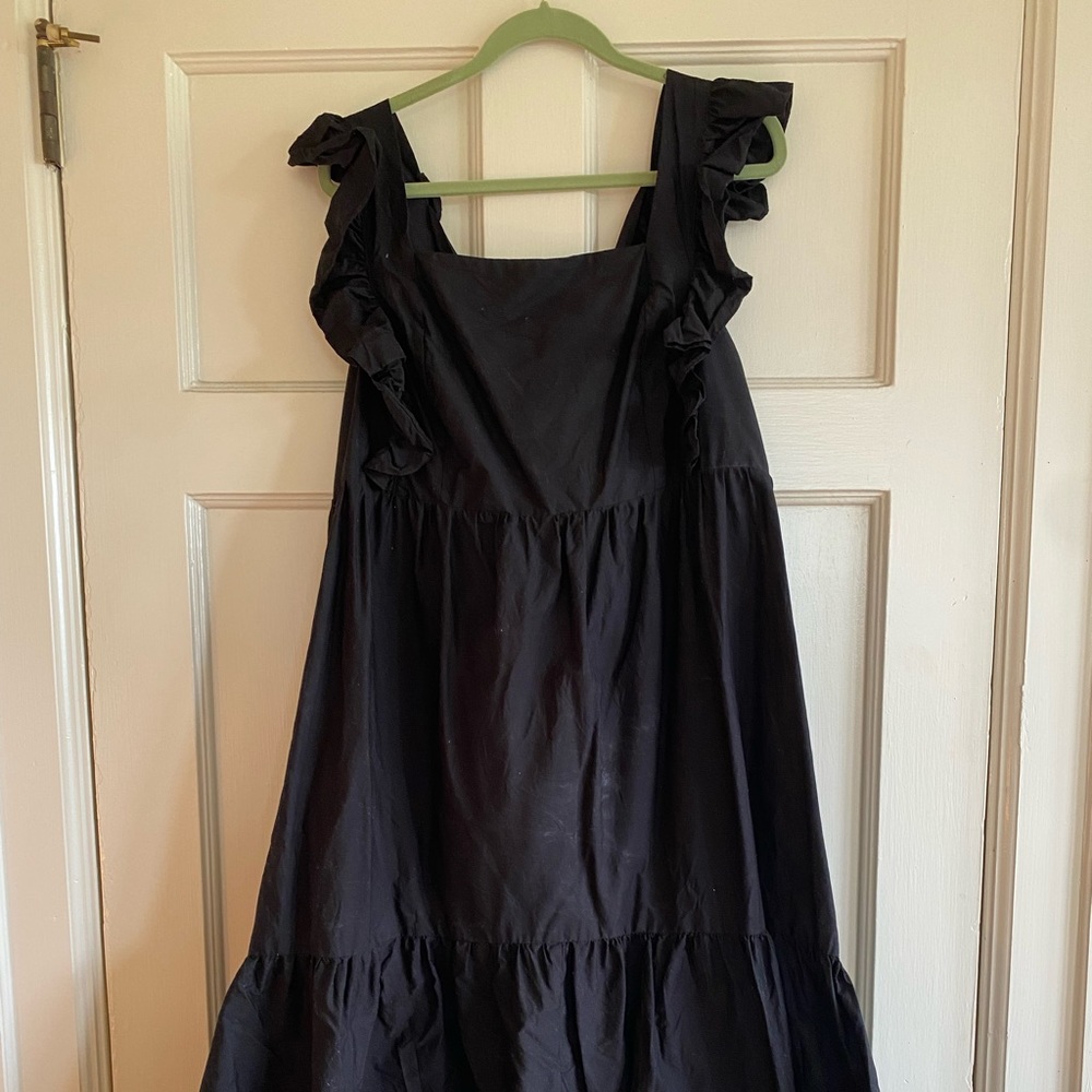 ASOS Black Midi Dress with Ruffle Sleeves size 18